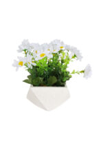 B-15 Taş Efektli Prizma Beton Saksıda Beyaz Papatya Masa Çiçeği