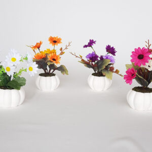Beton Saksıda Papatya Masa Çiçeği 4lü Set Model 7