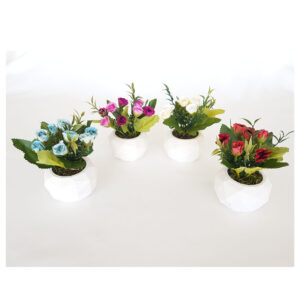 Beton Saksıda Minik Güller Masa Çiçeği Seti 4 Renk